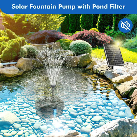 Solar Pond Filter With Fountain Pump Kit 8W Outdoor Pond Bird Bath Waterfall DIY Water Feature High Efficiency Filtration System