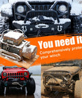 Rimwig Heavy Duty Winch Cover With Waterproof Pvc Coating Fits Warn Badlands 12000 Lb To 17500 Lb Electric Offroad Recovery Gear in snow.