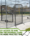 Heavy Duty Batting Cage Door 2.8 By 6.3 Ft Freestanding Steel Frame Entry Gate With Net in baseball practice setup