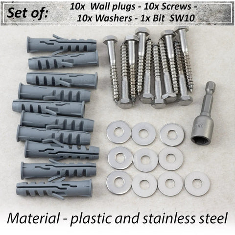 Nylon Flange Dowels Kit With Stainless Steel Screws, Washers And Hex Bit laid on surface