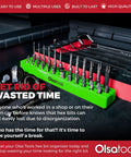Magnetic Hex Bit Organizer Tray With Green Base Holds 37 One Quarter Inch Bits Drill Bit Storage in toolbox