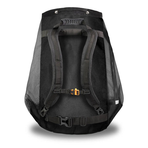 Back view of Mesh Scuba Diving Bag Backpack For Snorkeling Gear And Water Sports Equipment Carrier With Breathable Mesh Design