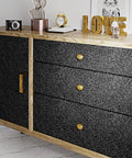 Cabinet covered in Black Glitter Peel And Stick Wallpaper For Cabinets And Walls DIY Friendly Self Adhesive Glitter Paper