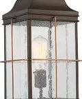 60/5835 Howell Collection One Light Outdoor Post Lantern In Bronze Finish With Copper Accents, glass panels, patio light