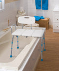 Adjustable Bath And Shower Transfer Bench With Reversible Backrest For Easy Tub Exit, 9 Height Positions, Safe Mobility Aid in bathroom