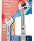 Packaged RapidSlide Adjustable Wrench Set Six Inch And Ten Inch With Quick Adjust Handle For DIY And Pros on display