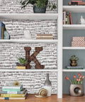 Peel And Stick Grey Speckle Brushstroke Wallpaper For Easy Diy Decor, Repositionable And Removable, used on bookshelf backdrop