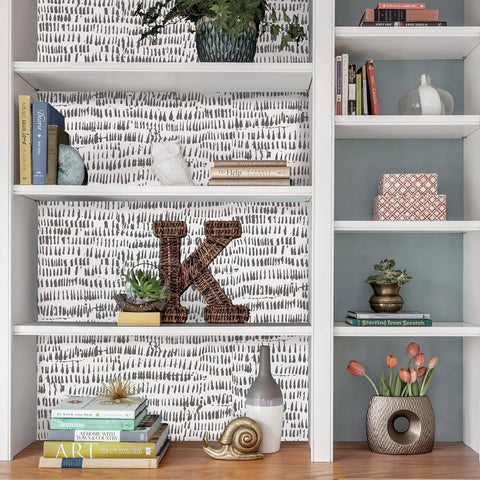 Peel And Stick Grey Speckle Brushstroke Wallpaper For Easy Diy Decor, Repositionable And Removable, used on bookshelf backdrop