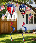 All American Patriotic Wind Spinner Duo For Yard And Garden Decor With Flag And Bald Eagle Designs 2 Pack Outdoor Hanging Spinners