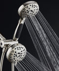 High Pressure 48 Mode Luxury 3 Way Shower Head Kit With Dual Rain And Handheld, 6 Foot Stainless Steel Hose, Brushed Nickel