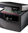 Black Fireproof And Waterproof Safe With Key Lock For Documents And Valuables File Folder Box 14.3 X 15.5 X 13.5 Inches UL Classified For 1550F ETL Verified For 72 Hours In Water Model HD4100