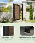 6 Ft By 3 Ft Cedar Wood Fence Gate Kit With Aluminum Frame Privacy Gate Board On Board installed in backyard garden
