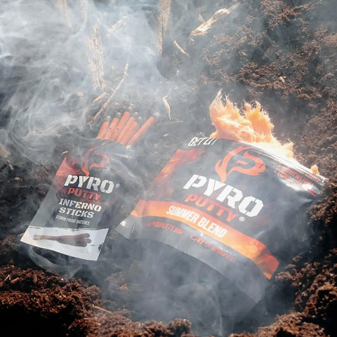 Pyro Putty Emergency Fire Starter For All Seasons Eco Blend Waterproof And Windproof 2 Oz Can with patches in nature
