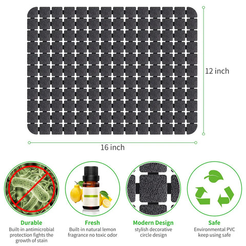 Two Pack Extra Large PVC Sink Mats Measuring 15.7 By 11.8 Inches For Stainless Steel And Porcelain Sinks Quick Dry Dish Drying Mats No Slip Grippy Protective Kitchen Sink Mat Set Black