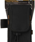 Heavy Duty Poly Tool And Cell Phone Holder Built Tough For Contractors, 4 pocket holder, black, attaches to suspenders.