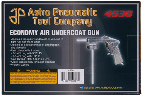 Top Shelf Air Undercoat Spray Gun For Trucks And Cars Kicks Rust To The Curb, displayed on packaging, features 2 tubes, 0.65 lbs.