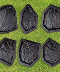 6 Pack Flagstone Paver Molds For Concrete, Reusable ABS 2mm Cement Casting Forms on grass background