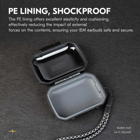 Inside view of Fly InEar Monitor Case With Hella Protective Sealed Shell showcasing shockproof PE lining for IEM storage.