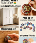 Get Ready For Major Furniture Glow Ups With Our 12 Pack Of Decorative Ceramic Drawer Pulls For Kitchen Cabinets And Bathroom Vanities Featuring Hand Painted Glazed Details That Are Super Tough And Bring Instant Boutique Vibes Just Swap Them On. Unique hand-painted ceramic knobs in colorful designs, pack of 12 for kitchens and vanities.