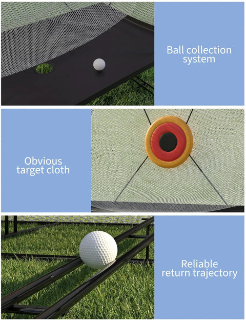 All Around Golf Net For Hitting Practice 10x8FT Indoor Outdoor Training Net with impact targets and automatic ball return system