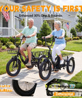Boss Level Fat Tire Electric Tricycle For Adults With Folding Frame And Basket 1200W Peak Motor 48V 13Ah Battery 18 Inch Fat Tires Step Through Ebike Up To 65 Miles And 18 MPH Stable Comfortable Ride, older couple riding trikes