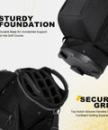 15 Way Golf Cart Bag With Divider Top, Easy Access Handles, Rain Cover, and durable base for weather protection on course.