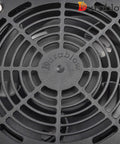 Close-up of the grille of a 220 CFM Stainless Steel Crawl Space Vent Fan With Dual High Flow Fans Dehumidistat And Thermostat Foundation Vent