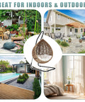 Heavy Duty Hammock Chair Stand With Adjustable Steel Frame Built To Last, Weatherproof And Rust Resistant Swing Stand, 330 Lb Capacity, Portable For Indoor Outdoor Patio Or Tree, Lounger And Porch in various settings.