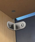 16 Pack L Bracket Set 30x30mm Corner Braces Stainless Steel Right Angle Shelf Supports With Screws installed on wood surface