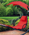 Outdoor Hanging Lounge Chair Replacement Cushion And Floating Umbrella Fabric Red For Curved Swing Chair Easy Refresh Durable Materials Weather Resistant And No Fuss Perfect Patio Update in a garden setting