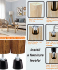 Kick It Up With Dead Simple M6 Thread Furniture Leveling Feet Screw In Adjustable Glides in a living room setting with installation steps.