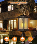 Outdoor Dusk to Dawn Post Light 21 Inch Exterior Lamp Post Lantern with Pier Mount Base Black Cast Aluminum and Water Glass