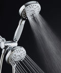 High Pressure 48 Mode Luxury 3 Way Shower Kit With Dual Rain Head And Handheld Shower Extra Long 6 Foot Stainless Steel Hose