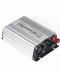 400 Watt Power Inverter DC To AC Converter With Quick Charge USB And Dual Outlets Run Anything Without Sweat And Keep Your Gadgets Always Juiced On Long Haul Trips, silver aluminum casing, dual outlet design.