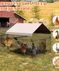 Heavy Duty Metal Chicken Run And Coop System With 86 Inch Or 130 Inch Lengths Portable Outdoor Cage With Four Doors Waterproof And UV Resistant Cover Large Multi Pet Enclosure For Chickens Ducks Rabbits In Backyard Farm, shown with animals.