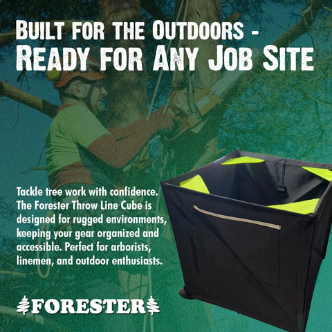 Heavy Duty Throw Line Cube Storage Bag For Arborists Collapsible Throw Bag Organizer in a tree work setting
