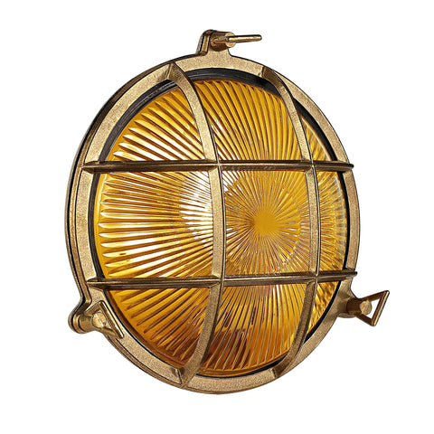 Nautical Brass Bulkhead Lampshade For Wall Light Industrial Sconce IP54 Waterproof Vintage Nautical Look Retro Vibe, Shade Only