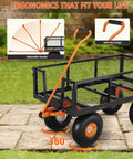 Heavy Duty Steel Garden Cart With 500 Lbs Capacity 3 In 1 Pullable Wagon showing adjustable handle and 10 inch wheels
