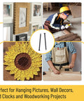 Montage showing 600 Black Nails In 4 Sizes Nail Assortment Kit For Picture Hanging And Woodworking Finishing Nails For Drywall