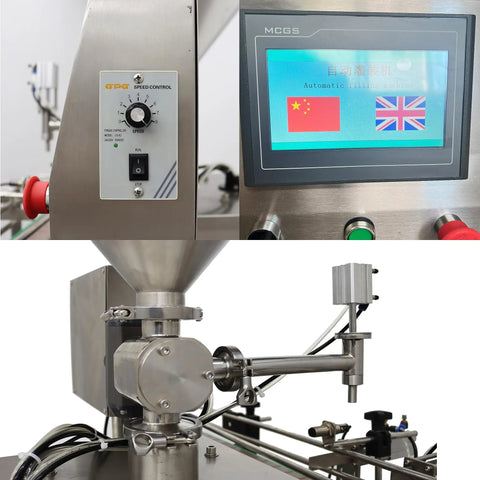 Heavy Duty Servo Automated Paste And Liquid Filling Machine 100 To 1000 Milliliter Capacity control panel and filling nozzle close-up