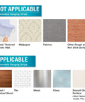 Movelyst 15 Small Hooks + 30 Clear Removable Strips collage showing damage-free wall mounting on various surfaces.