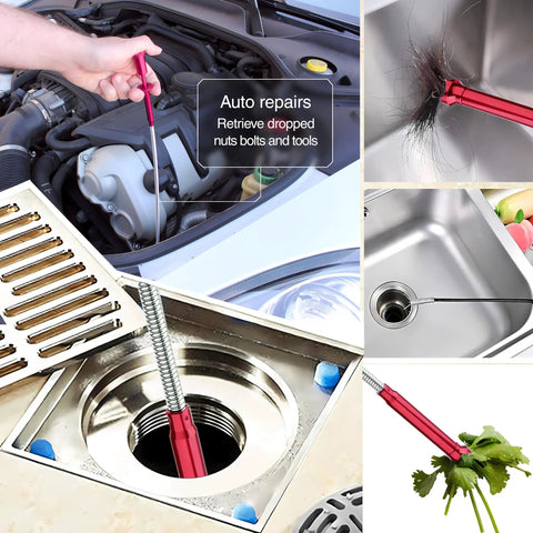 Flexible Magnetic Pickup Tool With Bendable Shaft And Four Claws Strong Magnet Reacher For Narrow Spaces Like Engine Bays Sinks Drains Jewelry Keys And Metal Objects 28 Inch Extended Reach