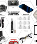 32-In-1 Mini Magnetic Precision Screwdriver Set With 30 Bits for Eyeglasses, Phones, Watches, Laptops, and Electronics DIY