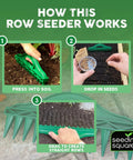 Diagram showing Row Seeder Handheld Garden Tool For Precise Seed And Seedling Spacing In Rows And Trays Easy To Use.