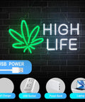 Dimmable LED Neon Sign For Marijuana And Cannabis Wall Decor With Flexible Silicone Light Strips For Home Bar Club Shop USB Powered 17 By 9 Inch Bright Ambient Glow