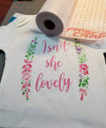 Clear Transfer Tape For Heat Transfer Vinyl High Tack Mask For Printable HTV And Patterned Films DIY Friendly Adhesive with floral design t-shirt.