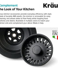 Black Removable 3.5-Inch Kitchen Sink Strainer With Open-Close Stopper Durable ABS Plastic Body And Brass Nut Traps Food Debris