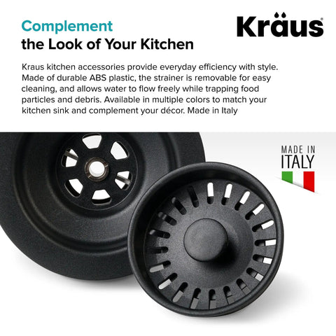 Black Removable 3.5-Inch Kitchen Sink Strainer With Open-Close Stopper Durable ABS Plastic Body And Brass Nut Traps Food Debris