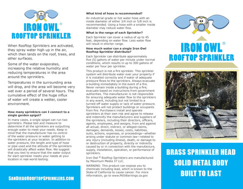 Heavy Duty Rooftop Sprinkler System For Wildfire Defense Featuring A Built Damn Tough Black Frame And Premium Brass Nozzles on a roof setting.