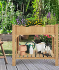Raised Garden Bed With Grow Grid, 36 Inch High By 25 Inch Wide By 37 Inch Long, Eight Pocket Herb Planter in outdoor garden